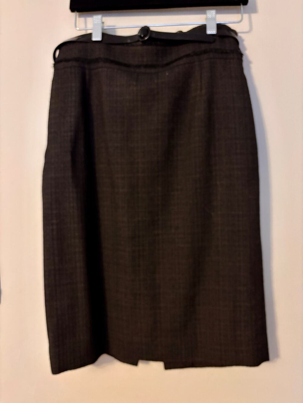 Classiques Entier Black Plaid Wool Blend Belted Skirt Size 8